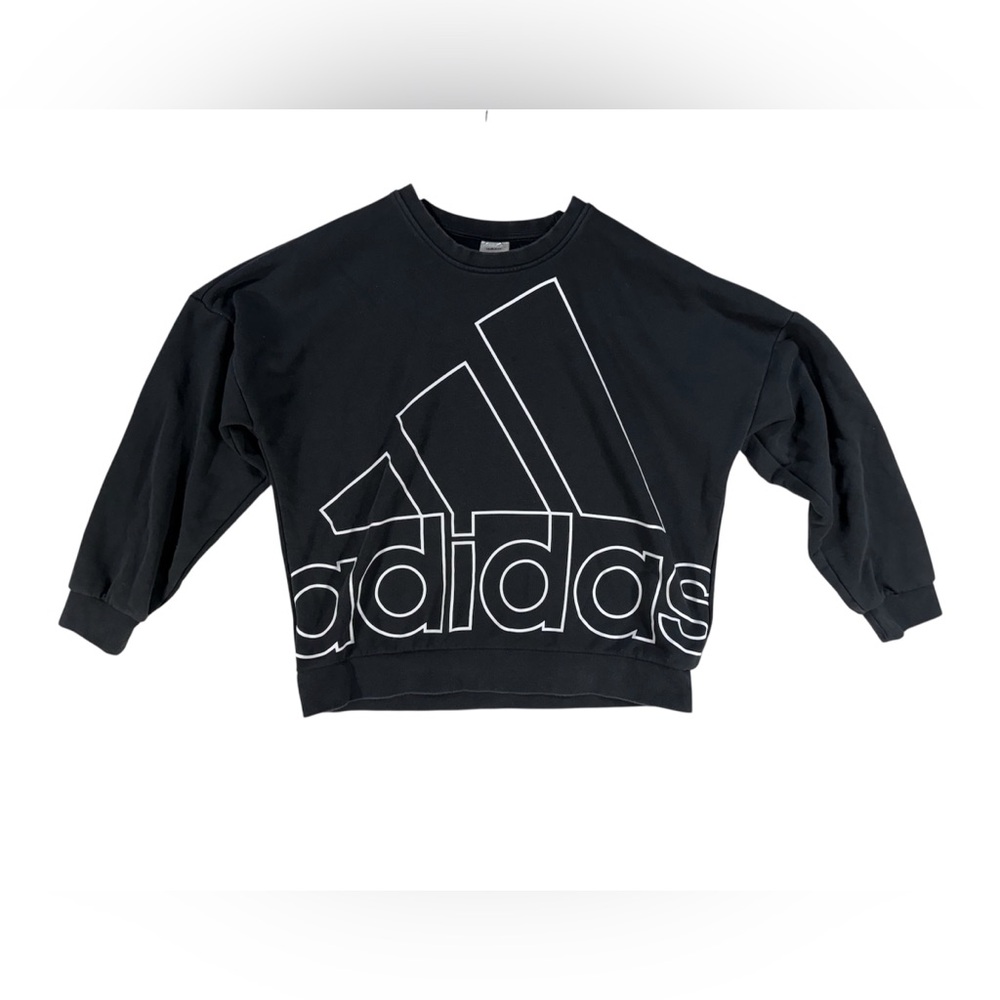Adidas Women’s Black Large Logo French Terry Pullover Sweatshirt Size M